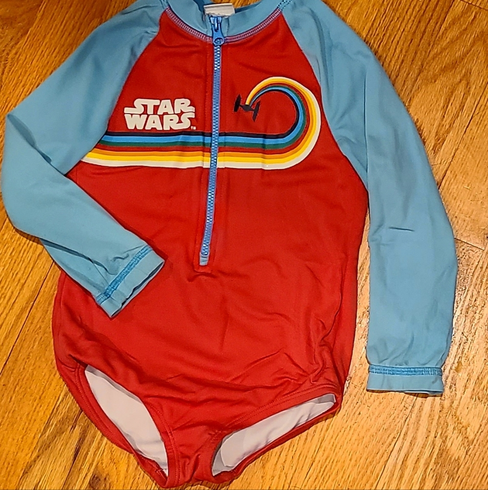 Hanna Andersson Red and Blue Rashguard Swim Set